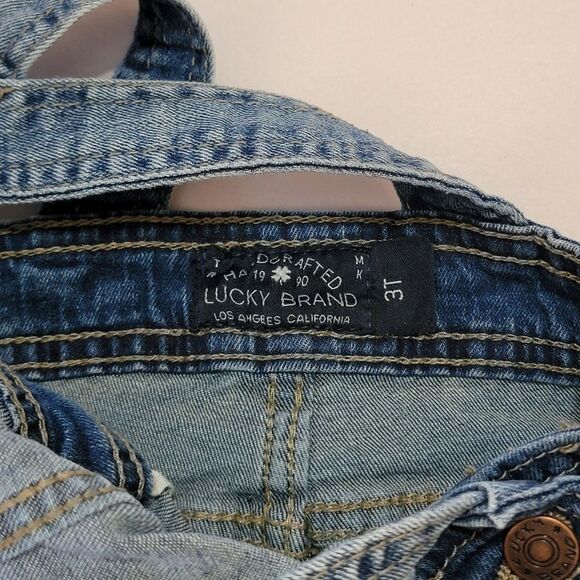 Lucky Brand Girls Shortalls Short Overalls Distressed Size 3T - Picture 5 of 7